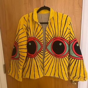 Vibrant Yellow God Eyes -stitched jacket